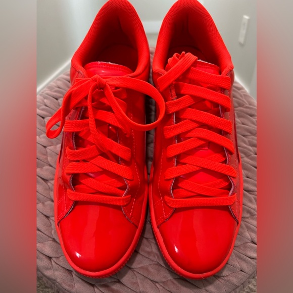 Puma Basket Big Kids Patent Leather, Red Blast - Picture 4 of 5